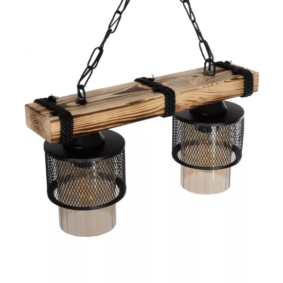 GLORA 201-0008 Vintage Κρεμαστό Φωτιστικό Ράγα Δίφωτο 2 x E27 IP20 Μπεζ Ξύλο με Μαύρο Μέταλλο & Μελί Γυαλί - Μ38 x Π12 x Υ21cm GLORA 201-0008 Vintage Κρεμαστό Φωτιστικό Ράγα Δίφωτο 2 x E27 IP20 Μπεζ Ξύλο με Μαύρο Μέταλλο & Μελί Γυαλί - Μ38 x Π12 x Υ21cm