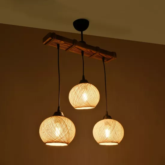 LUMA 201-0011 Vintage Κρεμαστό Φωτιστικό Ράγα Τρίφωτο 3 x E27 IP20 Μπεζ Ξύλο με Μπεζ Σχοινί - Μ55 x Π18 x Υ65cm LUMA 201-0011 Vintage Κρεμαστό Φωτιστικό Ράγα Τρίφωτο 3 x E27 IP20 Μπεζ Ξύλο με Μπεζ Σχοινί - Μ55 x Π18 x Υ65cm