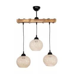 LUMA 201-0011 Vintage Κρεμαστό Φωτιστικό Οροφής με Ντουί 3 x E27 AC 220-240V IP20 - Μπεζ & Μαύρο - Μ55 x Π18 x Υ65cm