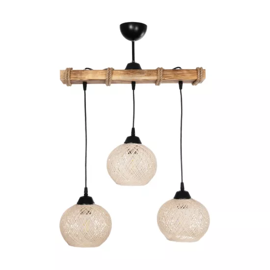 LUMA 201-0011 Vintage Κρεμαστό Φωτιστικό Ράγα Τρίφωτο 3 x E27 IP20 Μπεζ Ξύλο με Μπεζ Σχοινί - Μ55 x Π18 x Υ65cm LUMA 201-0011 Vintage Κρεμαστό Φωτιστικό Ράγα Τρίφωτο 3 x E27 IP20 Μπεζ Ξύλο με Μπεζ Σχοινί - Μ55 x Π18 x Υ65cm