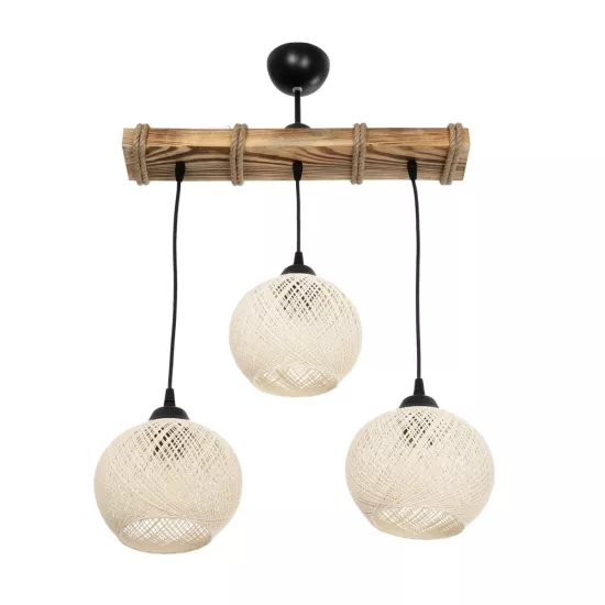 LUMA 201-0011 Vintage Κρεμαστό Φωτιστικό Ράγα Τρίφωτο 3 x E27 IP20 Μπεζ Ξύλο με Μπεζ Σχοινί - Μ55 x Π18 x Υ65cm LUMA 201-0011 Vintage Κρεμαστό Φωτιστικό Ράγα Τρίφωτο 3 x E27 IP20 Μπεζ Ξύλο με Μπεζ Σχοινί - Μ55 x Π18 x Υ65cm