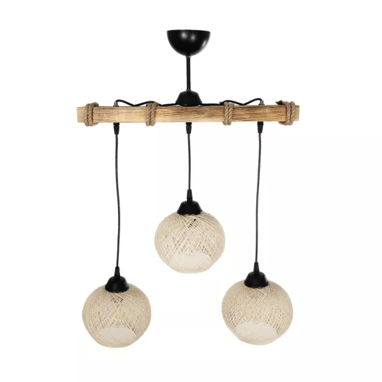 LUMA 201-0011 Vintage Κρεμαστό Φωτιστικό Ράγα Τρίφωτο 3 x E27 IP20 Μπεζ Ξύλο με Μπεζ Σχοινί - Μ55 x Π18 x Υ65cm LUMA 201-0011 Vintage Κρεμαστό Φωτιστικό Ράγα Τρίφωτο 3 x E27 IP20 Μπεζ Ξύλο με Μπεζ Σχοινί - Μ55 x Π18 x Υ65cm
