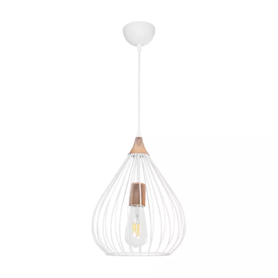 RADIARO 201-0014 Vintage Κρεμαστό Φωτιστικό Οροφής με Ντουί 1 x E27 AC 220-240V IP20 - Λευκό & Χάλκινο - Μ26 x Π26 x Υ35cm