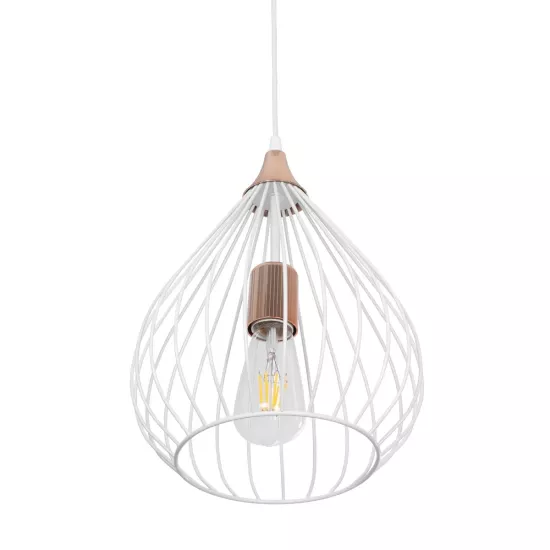 RADIARO 201-0014 Vintage Κρεμαστό Φωτιστικό Οροφής με Ντουί 1 x E27 AC 220-240V IP20 - Λευκό & Χάλκινο - Μ26 x Π26 x Υ35cm