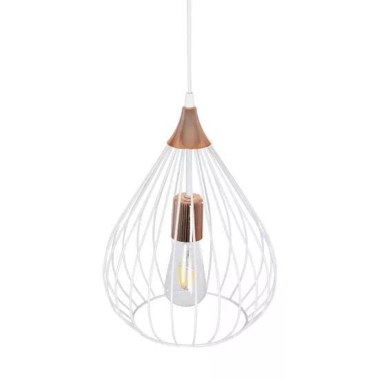 RADIARO 201-0014 Vintage Κρεμαστό Φωτιστικό Οροφής με Ντουί 1 x E27 AC 220-240V IP20 - Λευκό & Χάλκινο - Μ26 x Π26 x Υ35cm