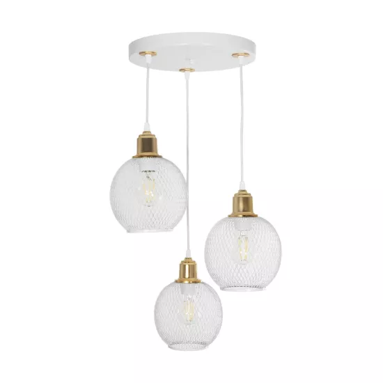 VIVIDUS 201-0021 Vintage Κρεμαστό Φωτιστικό Πλέγμα Τρίφωτο 3 x E27 IP20 Λευκό & Χρυσό Μέταλλο - Μ40 x Π40 x Υ60cm VIVIDUS 201-0021 Vintage Κρεμαστό Φωτιστικό Πλέγμα Τρίφωτο 3 x E27 IP20 Λευκό & Χρυσό Μέταλλο - Μ40 x Π40 x Υ60cm
