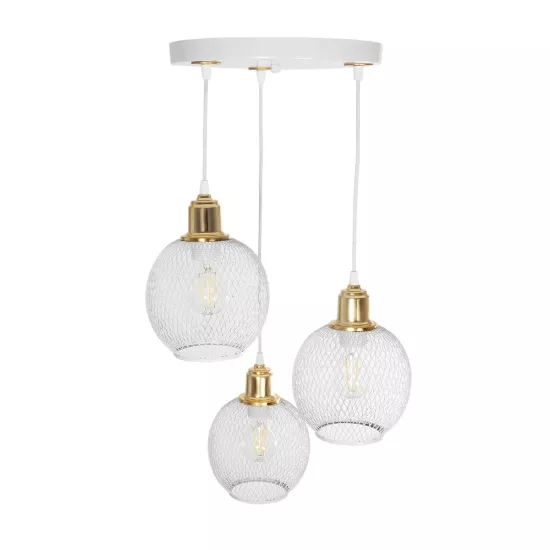 VIVIDUS 201-0021 Vintage Κρεμαστό Φωτιστικό Πλέγμα Τρίφωτο 3 x E27 IP20 Λευκό & Χρυσό Μέταλλο - Μ40 x Π40 x Υ60cm VIVIDUS 201-0021 Vintage Κρεμαστό Φωτιστικό Πλέγμα Τρίφωτο 3 x E27 IP20 Λευκό & Χρυσό Μέταλλο - Μ40 x Π40 x Υ60cm