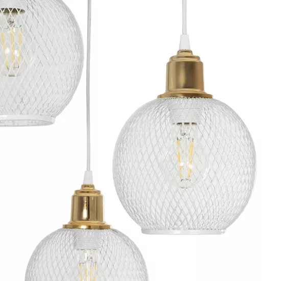 VIVIDUS 201-0021 Vintage Κρεμαστό Φωτιστικό Πλέγμα Τρίφωτο 3 x E27 IP20 Λευκό & Χρυσό Μέταλλο - Μ40 x Π40 x Υ60cm VIVIDUS 201-0021 Vintage Κρεμαστό Φωτιστικό Πλέγμα Τρίφωτο 3 x E27 IP20 Λευκό & Χρυσό Μέταλλο - Μ40 x Π40 x Υ60cm