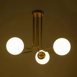 SHINY 201-0028 Vintage Φωτιστικό Οροφής με Ντουί 3 x E27 AC 220-240V IP20 - Λευκό & Χρυσό - Μ70 x Π70 x Υ16cm