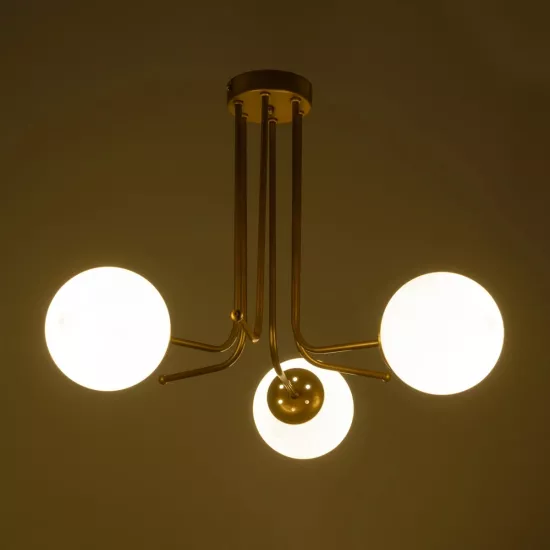 SHINY 201-0028 Vintage Φωτιστικό Οροφής Μπάλα Τρίφωτο 3 x E27 IP20 Χρυσό Μέταλλο με Λευκό Γυαλί - Μ70 x Π70 x Υ16cm SHINY 201-0028 Vintage Φωτιστικό Οροφής Μπάλα Τρίφωτο 3 x E27 IP20 Χρυσό Μέταλλο με Λευκό Γυαλί - Μ70 x Π70 x Υ16cm