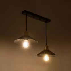 LUCANA 201-0043 Vintage Κρεμαστό Φωτιστικό Οροφής με Ντουί 2 x E27 AC 220-240V IP20 - Μαύρο & Χρυσό - Μ57 x Π25 x Υ26cm