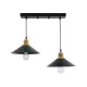 LUCANA 201-0043 Vintage Κρεμαστό Φωτιστικό Ράγα Δίφωτο 2 x E27 IP20 Μαύρο Μέταλλο - Μ57 x Π25 x Υ26cm