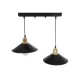 LUCANA 201-0043 Vintage Κρεμαστό Φωτιστικό Ράγα Δίφωτο 2 x E27 IP20 Μαύρο Μέταλλο - Μ57 x Π25 x Υ26cm