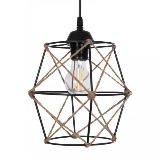 RAYLO 201-0048 Vintage Κρεμαστό Φωτιστικό Πλέγμα Τριφωτο 3 x E27 IP20 Μαύρο Μέταλλο με Μπεζ Σχοινί - Μ44 x Π44 x Υ73cm RAYLO 201-0048 Vintage Κρεμαστό Φωτιστικό Πλέγμα Τριφωτο 3 x E27 IP20 Μαύρο Μέταλλο με Μπεζ Σχοινί - Μ44 x Π44 x Υ73cm