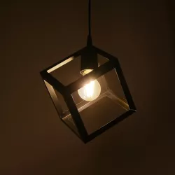 DISE 201-0049 Μοντέρνο Κρεμαστό Φωτιστικό Οροφής με Ντουί 1 x E27 AC 220-240V IP20 - Μαύρο - Μ28 x Π28 x Υ29cm