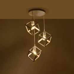 DISE 201-0054 Μοντέρνο Κρεμαστό Φωτιστικό Οροφής με Ντουί 3 x E27 AC 220-240V IP20 - Λευκό - Μ48 x Π48 x Υ65cm