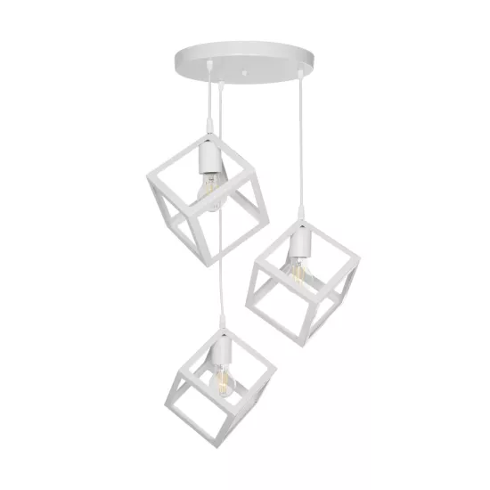 DISE 201-0054 Μοντέρνο Κρεμαστό Φωτιστικό Οροφής με Ντουί 3 x E27 AC 220-240V IP20 - Λευκό - Μ48 x Π48 x Υ65cm