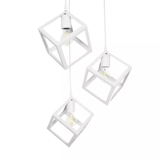 DISE 201-0054 Μοντέρνο Κρεμαστό Φωτιστικό Οροφής με Ντουί 3 x E27 AC 220-240V IP20 - Λευκό - Μ48 x Π48 x Υ65cm
