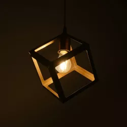 DISE 201-0055 Μοντέρνο Κρεμαστό Φωτιστικό Οροφής με Ντουί 1 x E27 AC 220-240V IP20 - Χρυσό - Μ28 x Π28 x Υ31cm