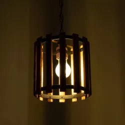 PRISMON 201-0061 Vintage Κρεμαστό Φωτιστικό Οροφής με Ντουί 1 x E27 AC 220-240V IP20 - Καφέ & Μαύρο - Μ22 x Π22 x Υ24cm