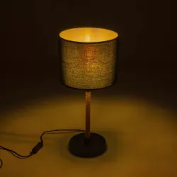 BRONX 201-0062 Μοντέρνο Επιτραπέζιο Φωτιστικό Πορτατίφ με Ντουί 1 x E27 AC 220-240V IP20 - Μαύρο & Μπεζ - Μ24 x Π24 x Υ37cm