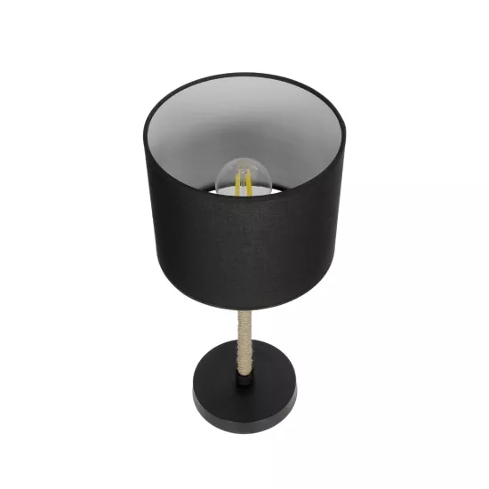 BRONX 201-0062 Μοντέρνο Επιτραπέζιο Φωτιστικό Πορτατίφ με Ντουί 1 x E27 AC 220-240V IP20 - Μαύρο & Μπεζ - Μ24 x Π24 x Υ37cm