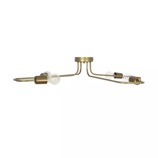 MOORNA 201-0065 Vintage Φωτιστικό Οροφής Πλέγμα Πολύφωτο 4 x E27 IP20 Χρυσό Μέταλλο - Μ97 x Π97 x Υ7cm
