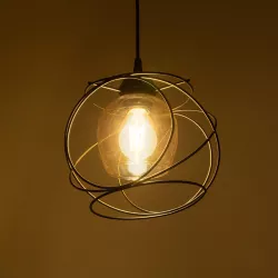 GLINDER 201-0068 Vintage Κρεμαστό Φωτιστικό Οροφής με Ντουί 1 x E27 AC 220-240V IP20 - Μαύρο & Μελί - Μ25 x Π18 x Υ24cm