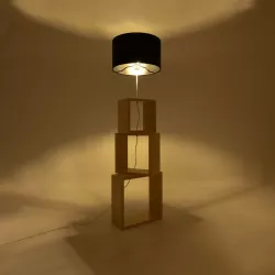 LUMO 201-0070 Μοντέρνο Επιδαπέδιο Φωτιστικό με Ντουί 1 x E27 AC 220-240V IP20 - Μπεζ & Μαύρο - Μ37 x Π36 x Υ136cm