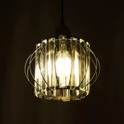 LUCERO 201-0078 Vintage Κρεμαστό Φωτιστικό Οροφής με Ντουί 1 x E27 AC 220-240V IP20 - Μαύρο & Διάφανο - Μ24 x Π24 x Υ24cm