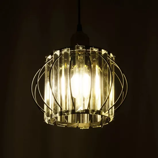 LUCERO 201-0078 Vintage Κρεμαστό Φωτιστικό Πλέγμα Μονόφωτο 1 x E27 IP20 Μαύρο & Χρυσό Μέταλλο με Διάφανο Κρύσταλλο - Μ24 x Π24 x Υ24cm LUCERO 201-0078 Vintage Κρεμαστό Φωτιστικό Πλέγμα Μονόφωτο 1 x E27 IP20 Μαύρο & Χρυσό Μέταλλο με Διάφανο Κρύσταλλο - Μ24 x Π24 x Υ24cm