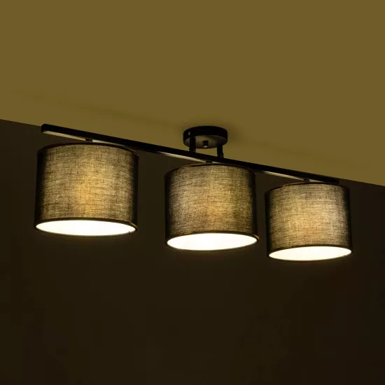 GLOWEN 201-0086 Vintage Φωτιστικό Οροφής Ράγα Τρίφωτο 3 x E27 IP20 Μαύρο Μέταλλο με Καφέ Υφάσμα - Μ80 x Π20 x Υ20cm GLOWEN 201-0086 Vintage Φωτιστικό Οροφής Ράγα Τρίφωτο 3 x E27 IP20 Μαύρο Μέταλλο με Καφέ Υφάσμα - Μ80 x Π20 x Υ20cm