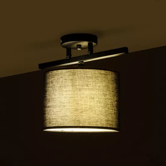 GLOWEN 201-0087 Vintage Φωτιστικό Οροφής Ράγα Μονόφωτο 1 x E27 IP20 Μαύρο Μέταλλο με Καφέ Υφάσμα - Μ30 x Π20 x Υ20cm GLOWEN 201-0087 Vintage Φωτιστικό Οροφής Ράγα Μονόφωτο 1 x E27 IP20 Μαύρο Μέταλλο με Καφέ Υφάσμα - Μ30 x Π20 x Υ20cm