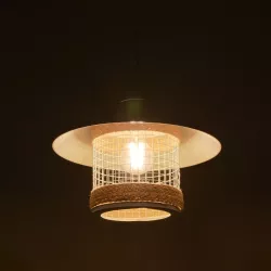 GLORA 201-0089 Vintage Κρεμαστό Φωτιστικό Οροφής με Ντουί 1 x E27 AC 220-240V IP20 - Λευκο & Μπεζ - Μ30 x Π30 x Υ29cm