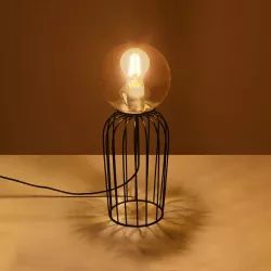 ZENITH 201-0094 Vintage Επιτραπέζιο Φωτιστικό Μπάλα Μονόφωτο 1 x E27 IP20 Μαύρο Μέταλλο με Μελί Γυαλί - Μ15 x Π15 x Υ40cm