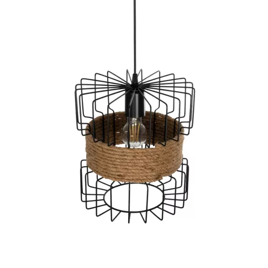 ORB 201-0096 Vintage Κρεμαστό Φωτιστικό Πλέγμα Μονόφωτο 1 x E27 IP20 Μαύρο Μέταλλο με Μπεζ Σχοινί - Μ27 x Π27 x Υ31cm ORB 201-0096 Vintage Κρεμαστό Φωτιστικό Πλέγμα Μονόφωτο 1 x E27 IP20 Μαύρο Μέταλλο με Μπεζ Σχοινί - Μ27 x Π27 x Υ31cm