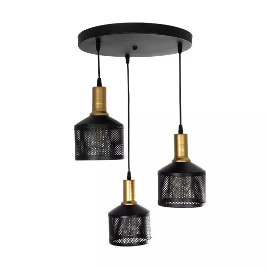 RADIANT 201-0097 Vintage Κρεμαστό Φωτιστικό Πλέγμα Τρίφωτο 3 x E27 IP20 Μαύρο & Χρυσό Μέταλλο - Μ38 x Π38 x Υ50cm RADIANT 201-0097 Vintage Κρεμαστό Φωτιστικό Πλέγμα Τρίφωτο 3 x E27 IP20 Μαύρο & Χρυσό Μέταλλο - Μ38 x Π38 x Υ50cm