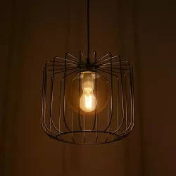 FLAMIA 201-0099 Vintage Κρεμαστό Φωτιστικό Οροφής με Ντουί 1 x E27 AC 220-240V IP20 - Μαύρο & Μελί - Μ31 x Π31 x Υ29cm