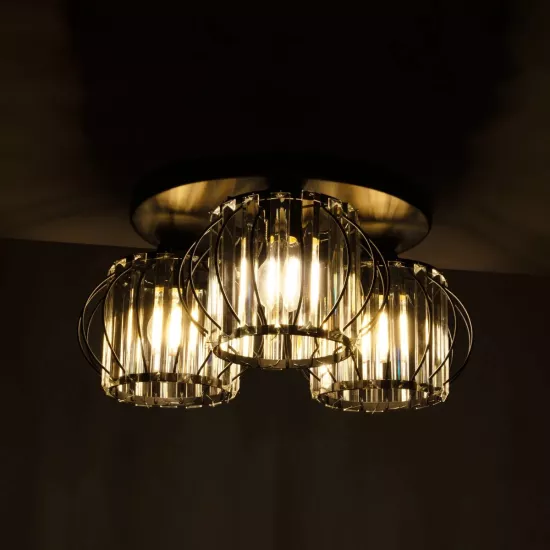 ILLUME 201-0100 Vintage Φωτιστικό Οροφής Κρύσταλλα Τρίφωτο 3 x E27 IP20 Μαύρο & Χρυσό Μέταλλο με Διάφανο Κρύσταλλο - Μ35 x Π35 x Υ40cm ILLUME 201-0100 Vintage Φωτιστικό Οροφής Κρύσταλλα Τρίφωτο 3 x E27 IP20 Μαύρο & Χρυσό Μέταλλο με Διάφανο Κρύσταλλο - Μ35 x Π35 x Υ40cm