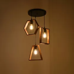 EMBER 201-0102 Vintage Κρεμαστό Φωτιστικό Οροφής με Ντουί 3 x E27 AC 220-240V IP20 - Καφέ & Μαύρο - Μ50 x Π50 x Υ70cm