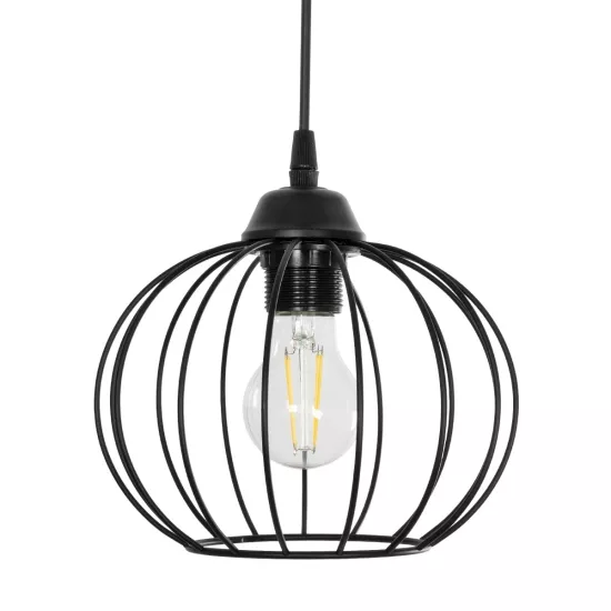 FLAMIA 201-0109 Vintage Κρεμαστό Φωτιστικό Οροφής με Ντουί 3 x E27 AC 220-240V IP20 - Μαύρο - Μ44 x Π44 x Υ66cm