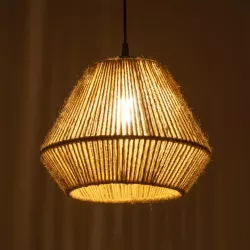 GLARO 201-0112 Vintage Κρεμαστό Φωτιστικό Οροφής με Ντουί 1 x E27 AC 220-240V IP20 - Μπεζ & Μαύρο - Μ32 x Π32 x Υ30cm