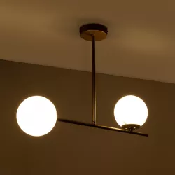 GLOBUS 201-0119 Μοντέρνο Φωτιστικό Οροφής με Ντουί 2 x E27 AC 220-240V IP20 - Λευκό & Χρυσό - Μ65 x Π15 x Υ23cm