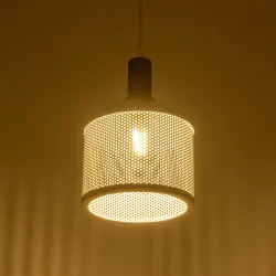 NETO 201-0129 Μοντέρνο Κρεμαστό Φωτιστικό Οροφής με Ντουί 1 x E27 AC 220-240V IP20 - Χρυσό & Λευκό - Μ18 x Π18 x Υ70cm