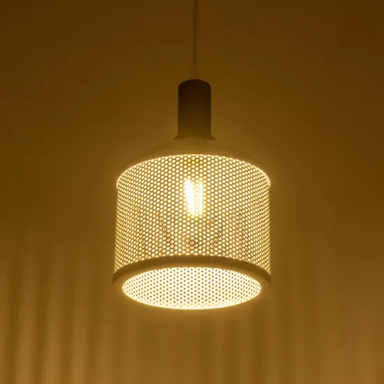 NETO 201-0129 Μοντέρνο Κρεμαστό Φωτιστικό Οροφής με Ντουί 1 x E27 AC 220-240V IP20 - Χρυσό & Λευκό - Μ18 x Π18 x Υ70cm