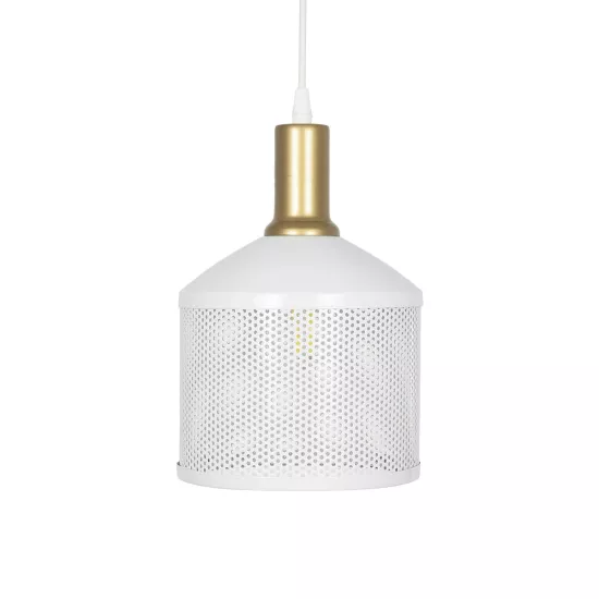 NETO 201-0129 Μοντέρνο Κρεμαστό Φωτιστικό Οροφής με Ντουί 1 x E27 AC 220-240V IP20 - Χρυσό & Λευκό - Μ18 x Π18 x Υ70cm