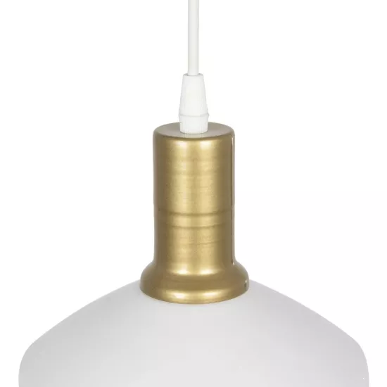 NETO 201-0129 Μοντέρνο Κρεμαστό Φωτιστικό Οροφής με Ντουί 1 x E27 AC 220-240V IP20 - Χρυσό & Λευκό - Μ18 x Π18 x Υ70cm