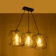 GLINDER 201-0141 Vintage Κρεμαστό Φωτιστικό Οροφής με Ντουί 3 x E27 AC 220-240V IP20 - Μαύρο & Μελί - Μ53 x Π25 x Υ23cm
