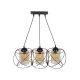 GLINDER 201-0141 Vintage Κρεμαστό Φωτιστικό Οροφής με Ντουί 3 x E27 AC 220-240V IP20 - Μαύρο & Μελί - Μ53 x Π25 x Υ23cm