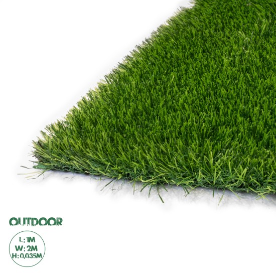 Artificial Garden SUMMER GRASS 20150 Τεχνητό Συνθετικός Χλοοτάπητας Διακοσμητικό Γρασίδι - Γκαζόν για Ανάπλαση Κήπου - με Πλάτος 2m και Ύψος Πέλους 35mm Μ100 x Π200 x Υ3.5cm (Πωλείται ανά 2τ.μ.) Εξωτερικού Χώρου IP68 UV Certified Protection